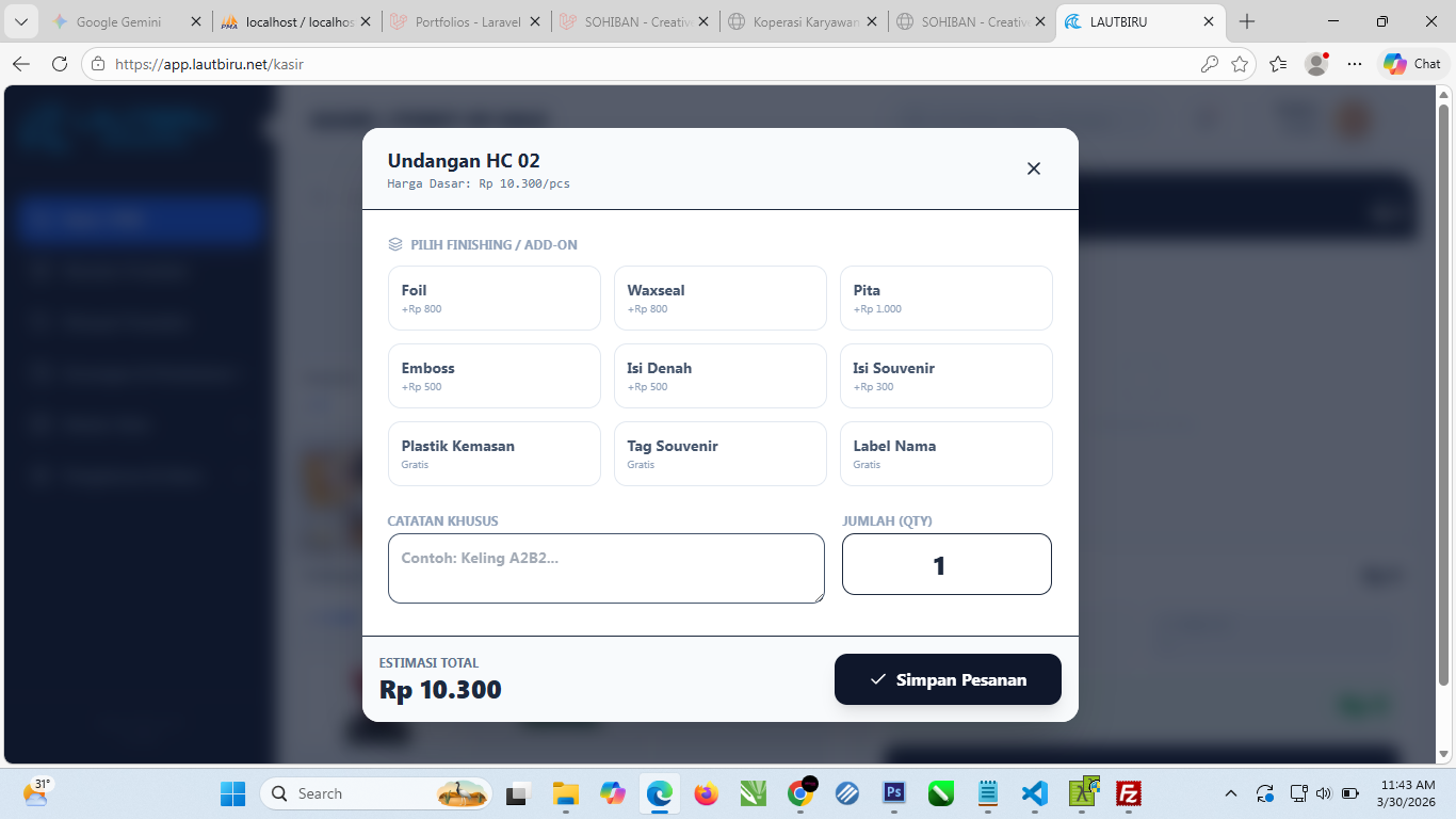 Screenshot POS Agency Desain
